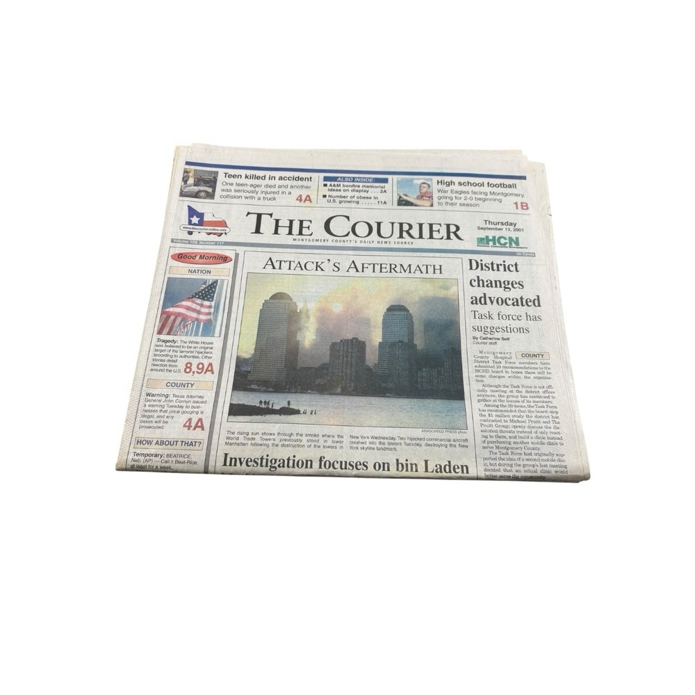 2001 The Courier 9/11 Attacks Aftermath‎ Bin Laden Complete 12 Page Paper